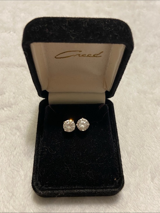 Creed Jewelry - Creed Clear Round 14k cz Stud Earrings - Bright White Sparkle